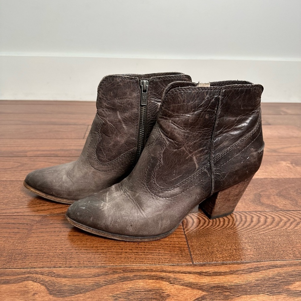Frye Distressed Renee Western Short Ankle Boot - Picture 4 of 10